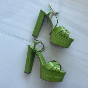 Schutz lime green platform sandals